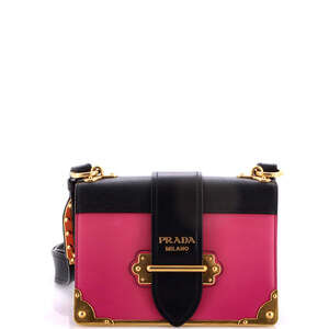 Prada Small Cahier Crossbody Bag Leather and Saffiano Leather